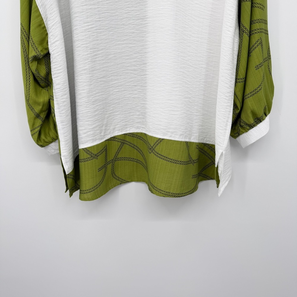 Ali Miles Top Shirt Blouse Size 1X Hi Low 3/4 Sleeves Color Block Abstract Artsy - Picture 11 of 15